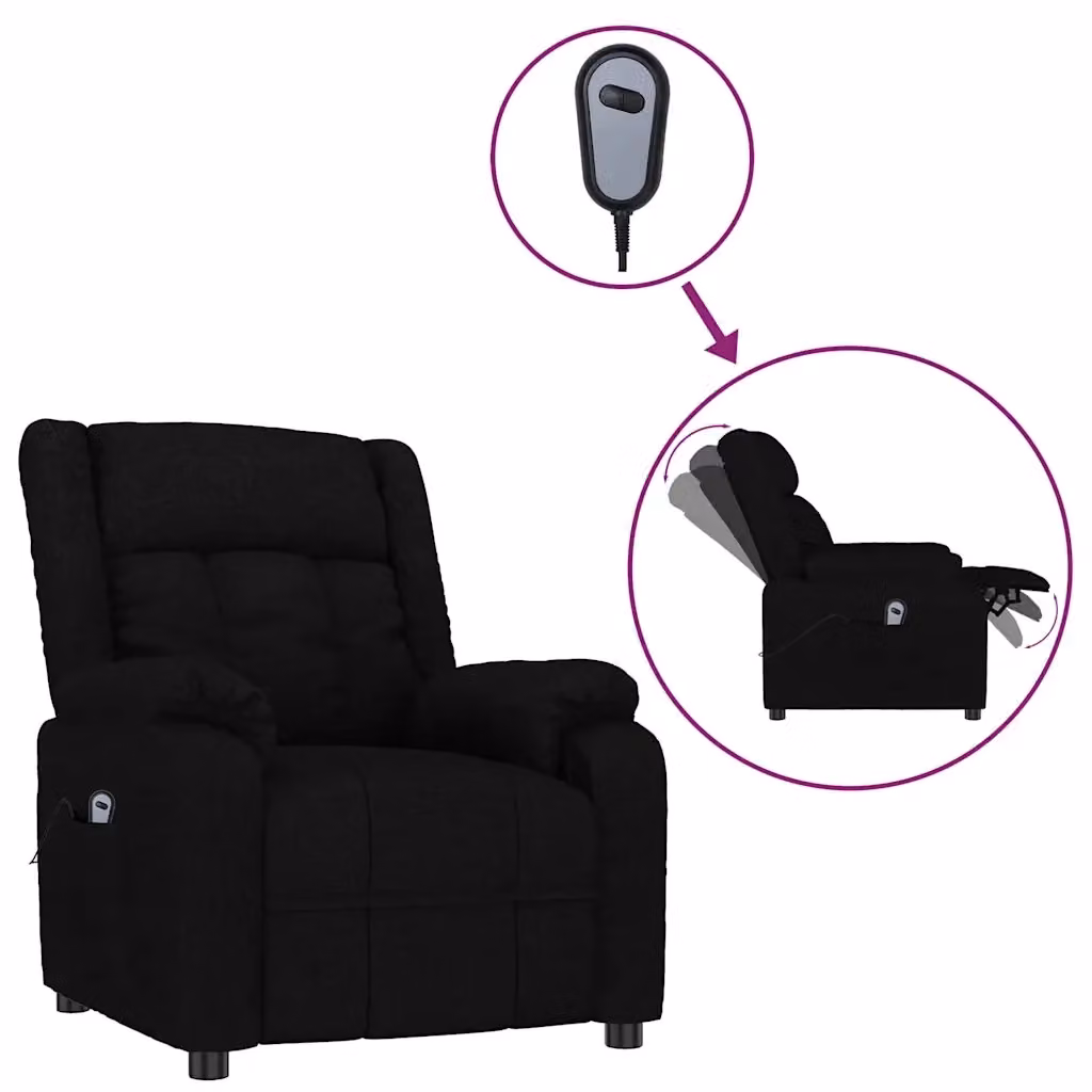 Poltrona elettrica reclinabile relax in tessuto nero con braccioli e struttura moderna per soggiorno – 2