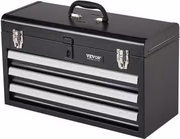 Cassetta degli attrezzi portatile in metallo VEVOR con 3 cassetti e cuscinetti a sfera, colore nero, L: 52,0 cm