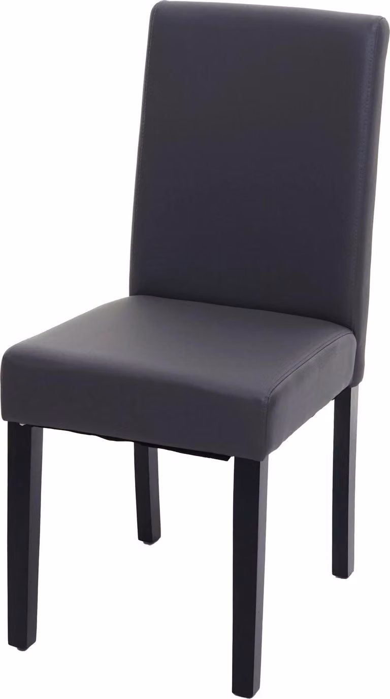 Sedia da pranzo classica e intramontabile | A x L x P 90 x 43 x 56 cm | Altezza seduta 45 cm | Pelle finta | Gambe scure | Grigio opaco | Sedia da cucina