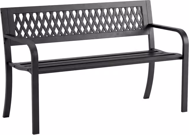 Sedia da giardino a 2 posti Minimal con braccioli in metallo nero L 119 cm, P 50 cm, H 75 cm