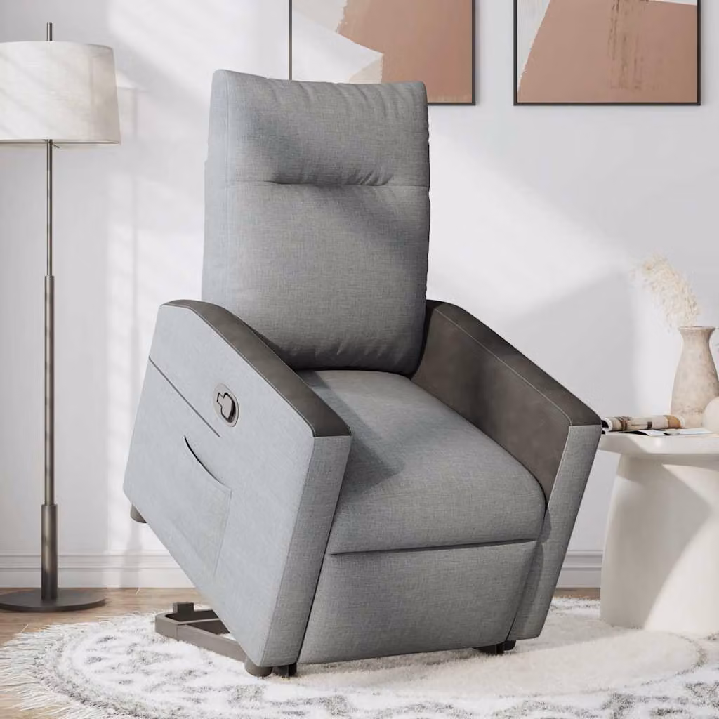 vidaXL Poltrona Alzapersona Reclinabile Grigio Chiaro in Tessuto