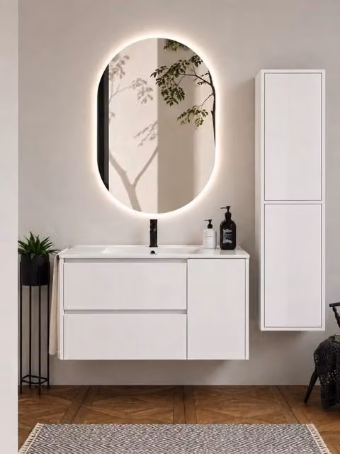 Mobile bagno con lavabo ORIGENBATH ITACA senza specchio 90x40 cm bianco con colonna