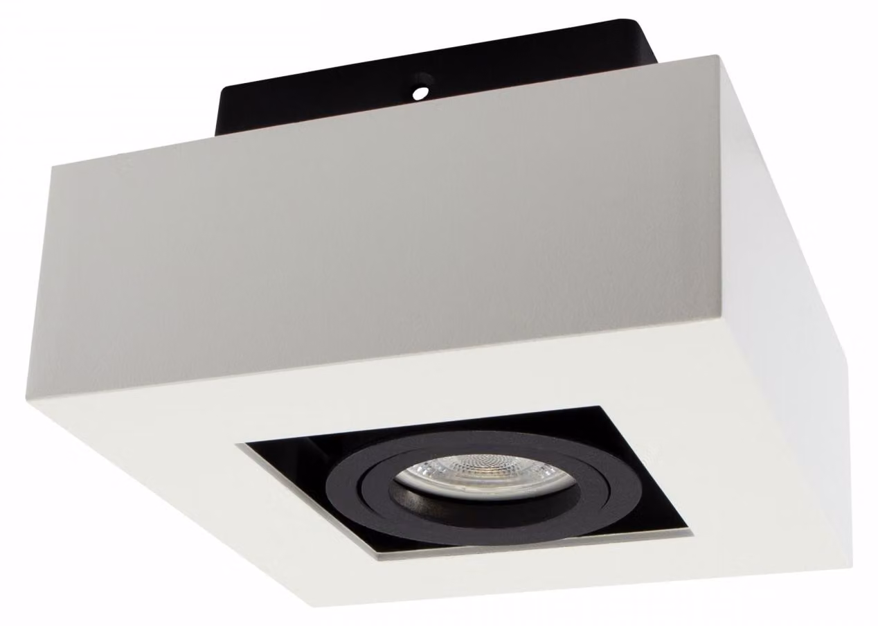 Spot da soffitto GU10 bianco + nero MIRORA 1 luce quadrata IP20