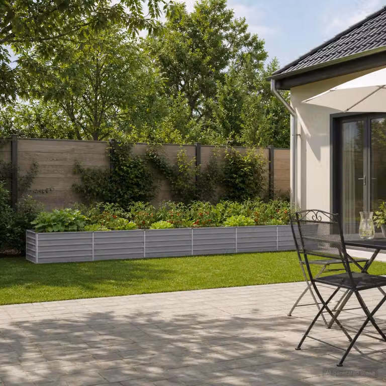 Letto rialzato da giardino vidaXL in metallo Grigio L: 600 cm, P: 80 cm, H: 55 cm