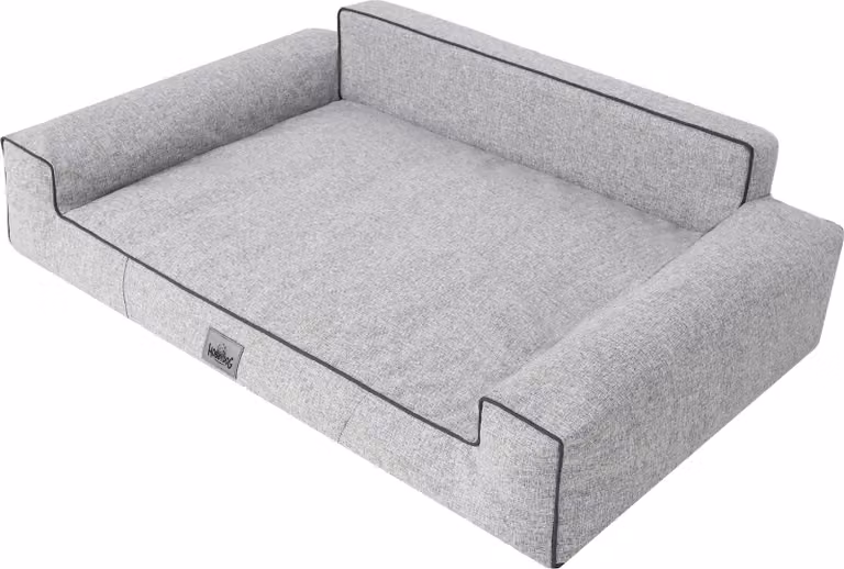 Letto per cani GLAMOUR divano letto posto letto eco lino tessuto cuscino cesto grigio cenere XL 98x66 cm