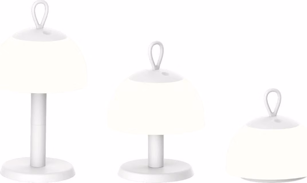 Luxus Europe - Lampada da tavolo Lesbos 3-in-1 - Set da 2 pezzi, colore bianco - Lampada da tavolo da esterno senza fili, con altezza regolabile – Ricaricabile