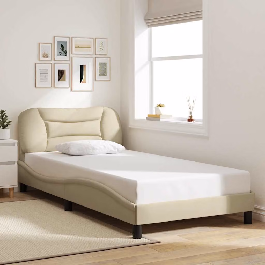 Giroletto senza materasso vidaXL Hvar color beige in tessuto e legno, L/P: 100 x 200 cm – 1