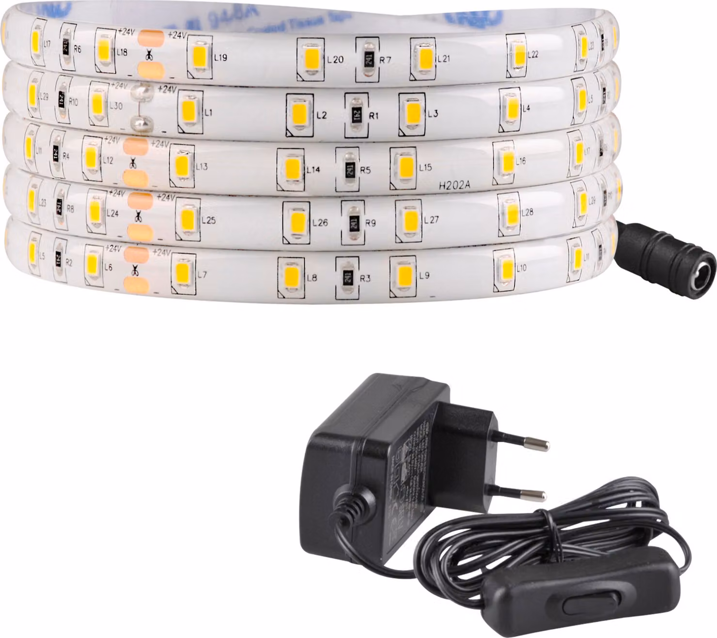 Set LED a striscia 24 V, 2 m, IP65, 4000 K, alimentatore, interruttore ON/OFF 319142 Polux