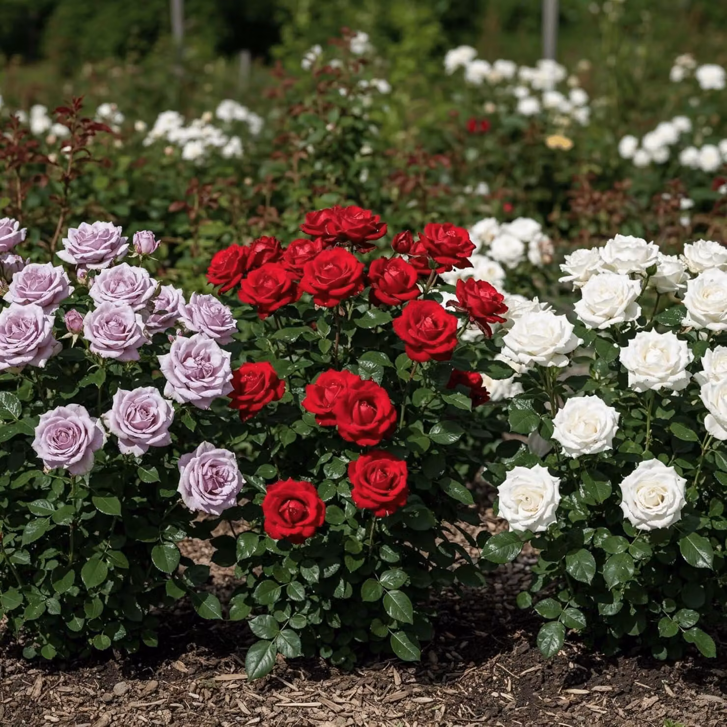 Collezione di rose bianche/rosse/viola - 3 piante - Perenni resistenti al freddo - Vere rose profumate provenienti dall'Olanda - ideali per giardini e aiuole (senza semi, non artificiali)
