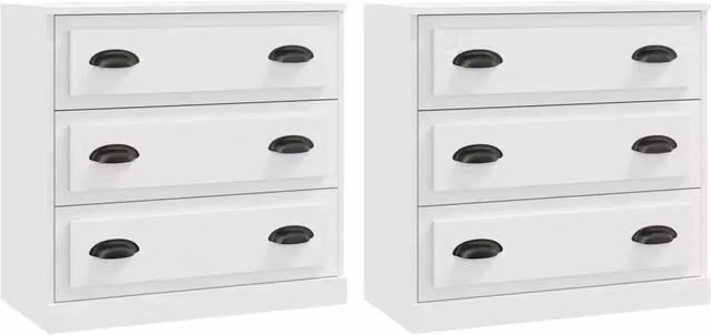 Credenze 2 pz | Madia | Buffet da pranzo | Armadio da pranzo Bianche in Legno Multistrato