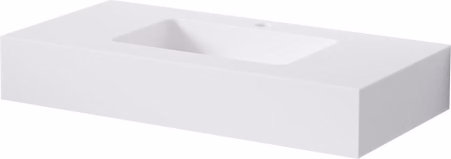 Steinberg Série 444 lavabo mural, 1 trou pour robinet, sans trop-plein, SOLIDSurface, 800x400x130mm, blanc mat, 4447020W, 4447020W