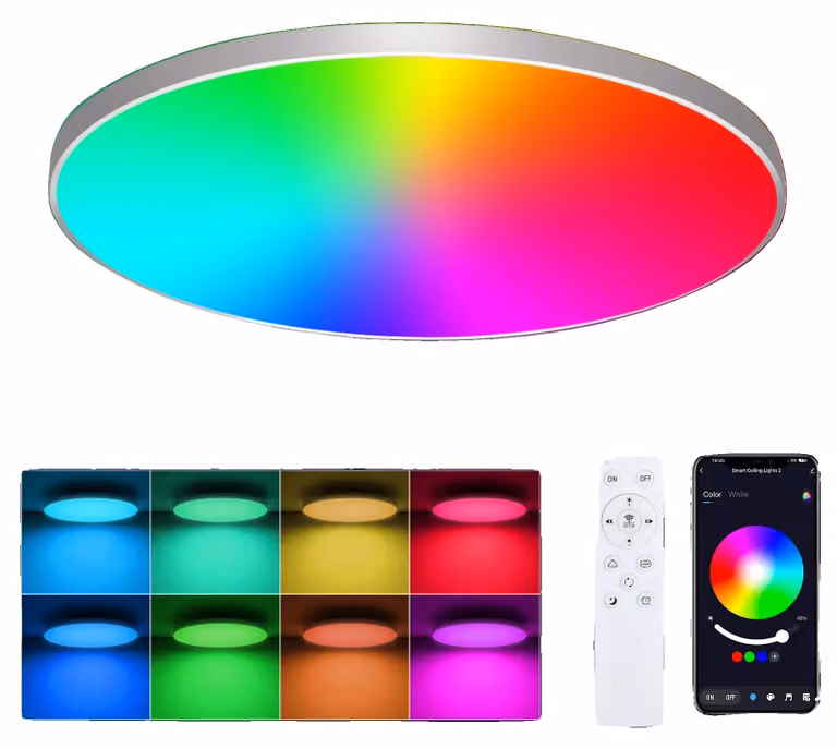 Plafoniera, controllo intelligente, cambio colore, 1 luce, regolabile, BIANCO, 21-30W