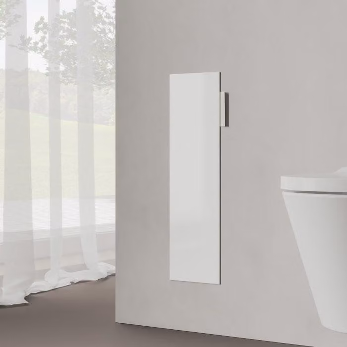 Modulo WC a incasso Kronenbach, design a cubo, 60 cm - frontale in vetro, apertura a sinistra