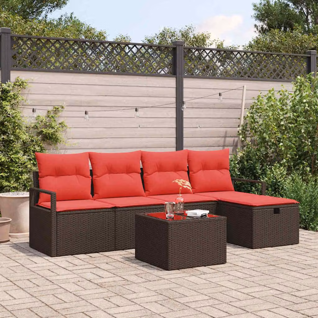 Maison Exclusive - Set da giardino con divano a 6 posti, color marrone, in rattan sintetico