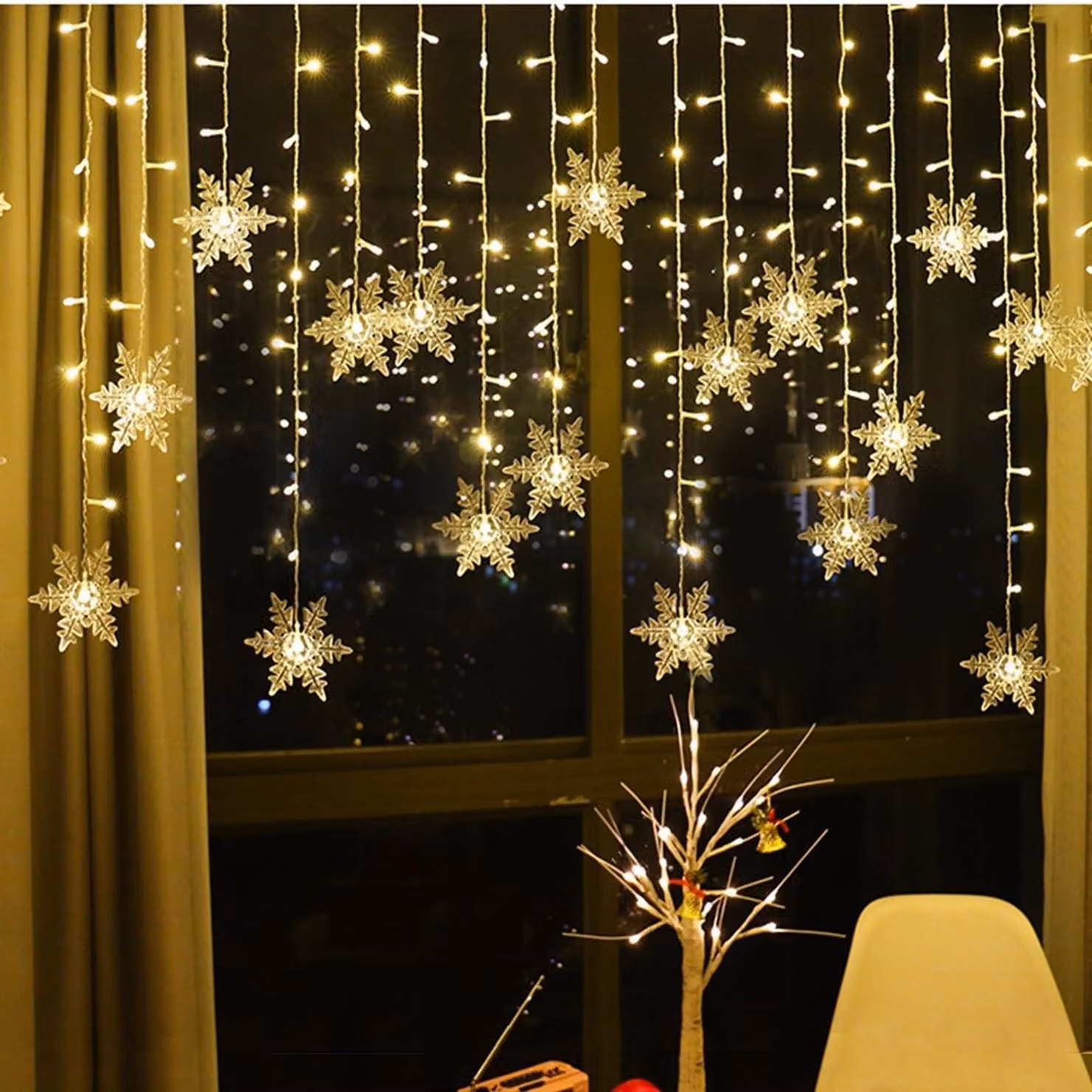 Catena luminosa a LED, 96 LED, 3,5 metri, grado di protezione IP44, luce bianco caldo, 8 modalità