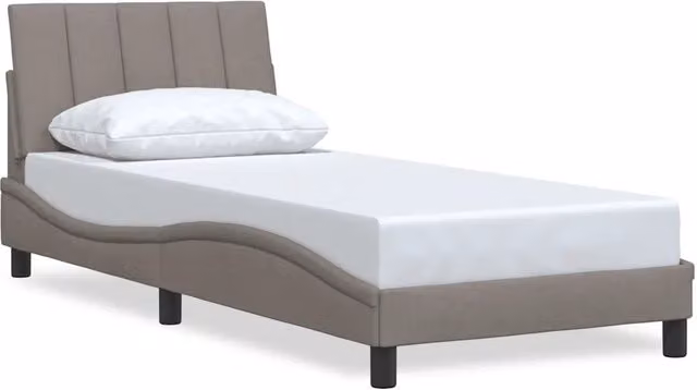 Letto singolo | Letto per adulti | Giroletto senza Materasso Hanko Tortora 80x200 cm Tessuto