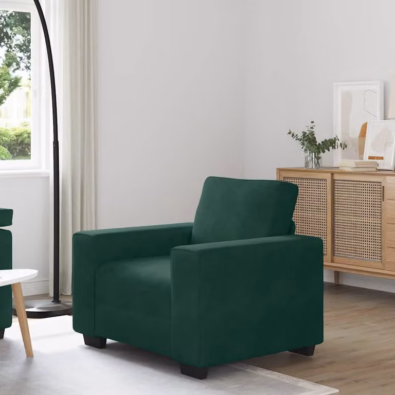 Poltrona Lounge moderna vidaXL in velluto verde con braccioli L/P/H: 100 x 77 x 82 cm
