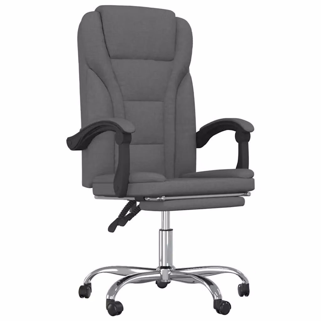 Poltrona da Ufficio Executive Reclinabile in Tessuto Grigio con Poggiatesta e Ruote DESIGN IN H 122 x L 63 x P 68 cm – 2