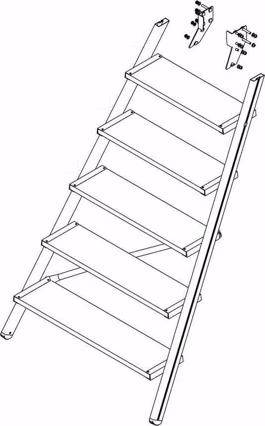 MUNK scala di accesso a piattaforma mobile gradini di ricambio incl. kit di montaggio rivestimento al corindone 6 gradini