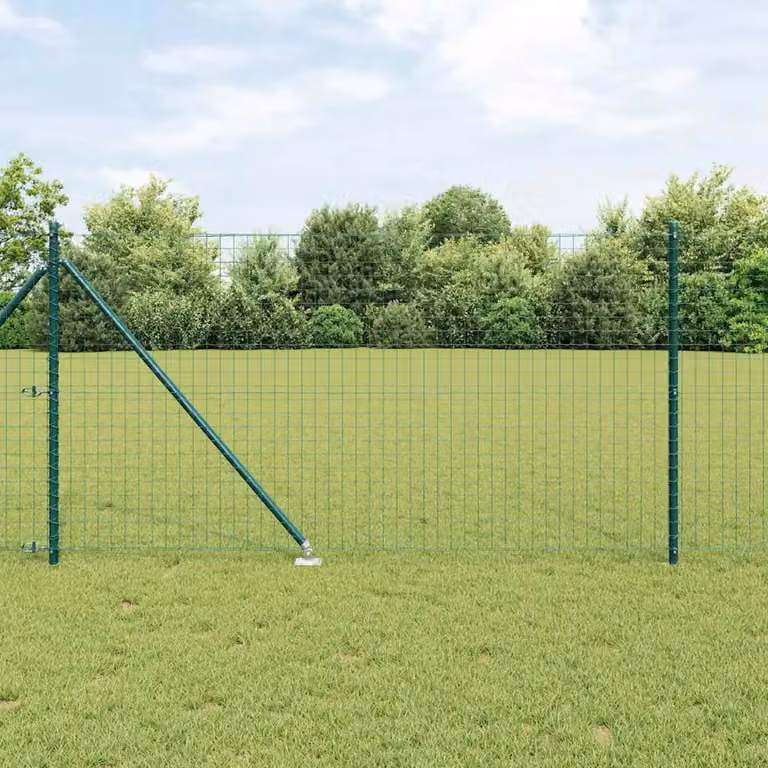 Recinzione vidaXL in acciaio rivestito in PVC verde per installazione nel terreno, L: 25 m, H: 1 m