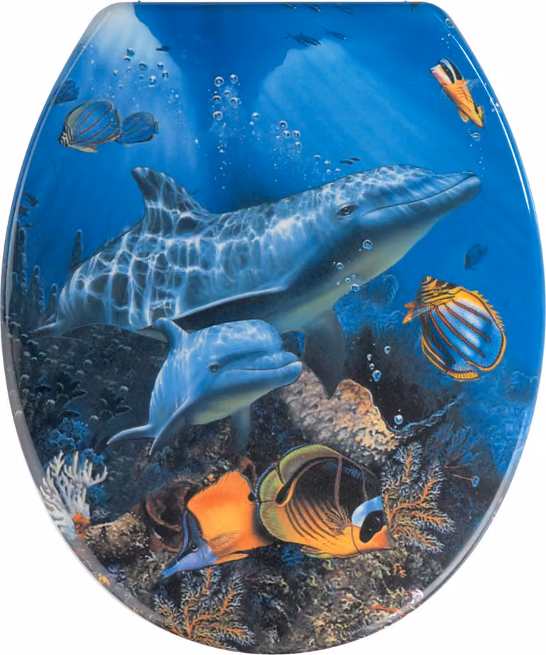 WENKO WC SEAT Coperchio per WC Sea Life Occhiali per WC in duroplast motivo marino