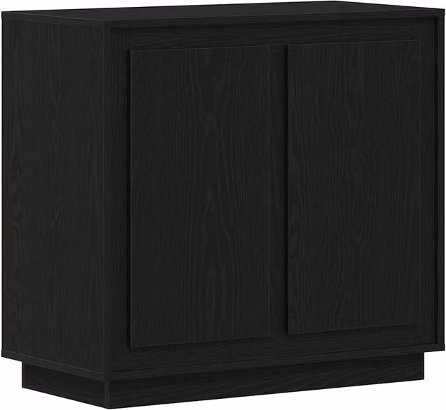 Credenza moderna in legno multistrato Rovere e Nero per soggiorno o sala da pranzo, L 80 x P 40 x H 75 cm – 1