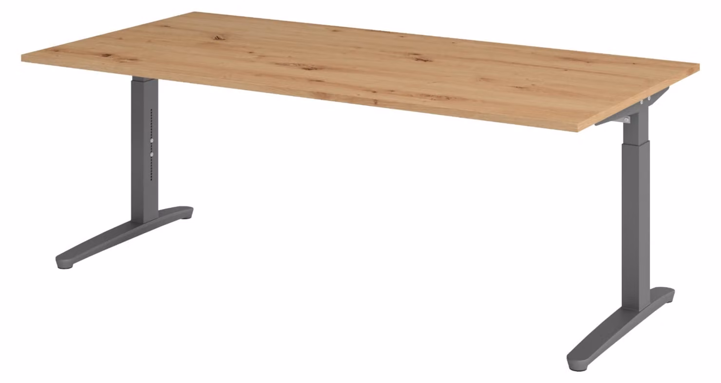 bümö Scrivania Serie-XB - Decorazione: rovere nodoso, struttura: grafite, dimensioni: 200 x 100 cm
