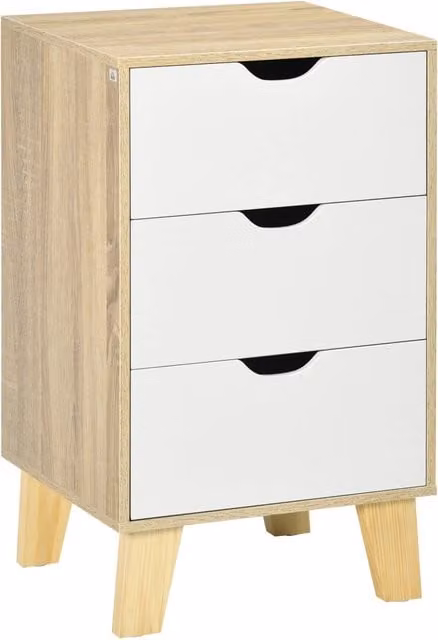 Cassettiera moderna XYLO con 3 cassetti in legno naturale per camera, soggiorno o corridoio L/P/H: 40 x 35 x 68,5 cm