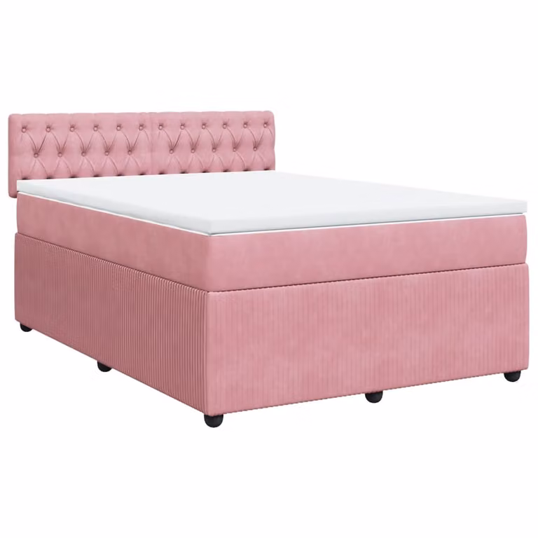 Giroletto a Molle con Materasso Rosa 140x190 cm in Velluto