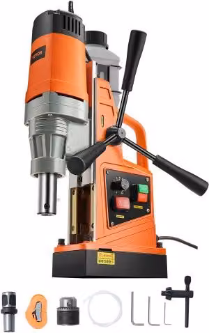 VEVOR Trapano a Colonna Magnetico 1550W Arancione con Velocità 0-500 giri/min e Forza Magnetica 13000N