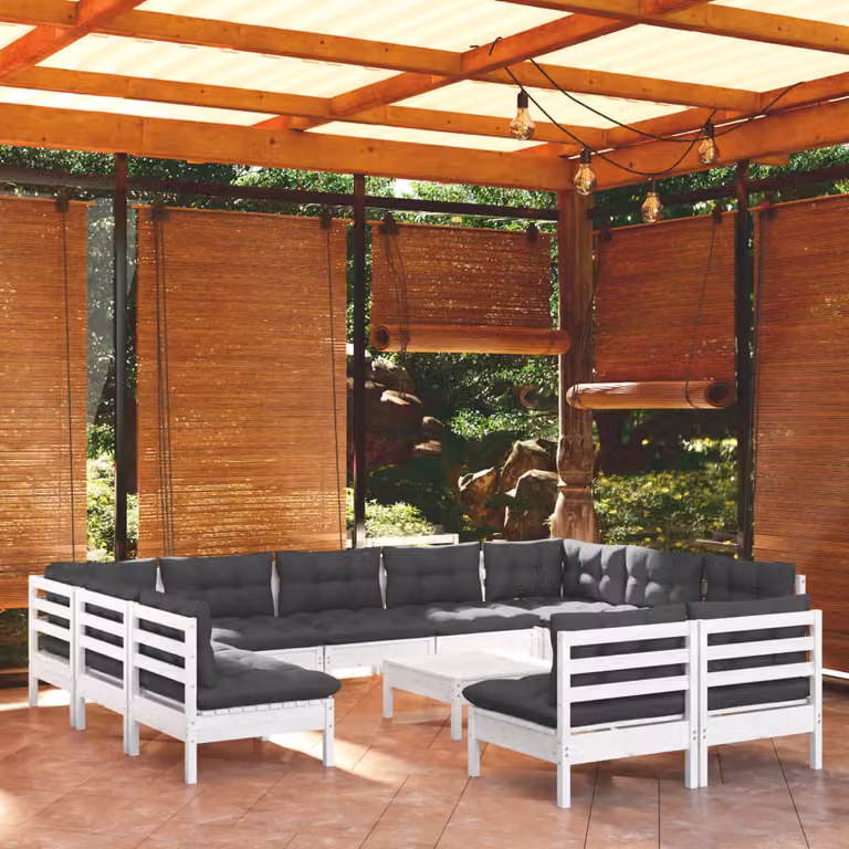 Maison Exclusive - Set Divani da Giardino 12 pz con Cuscini BiancLegno di Pino