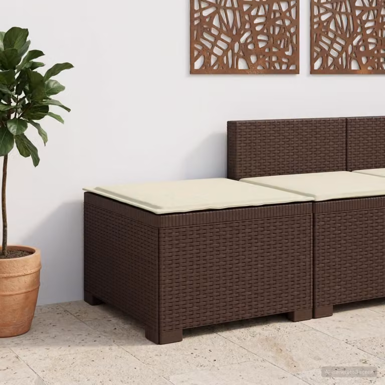 Divano da giardino singolo vidaXL con cuscino in aspetto rattan marrone