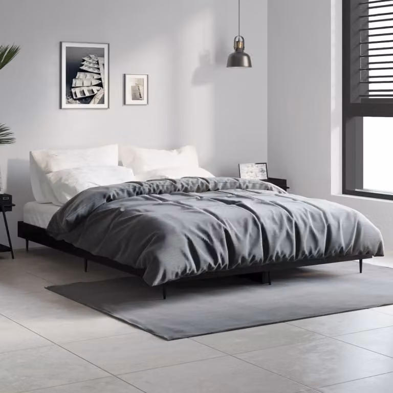 Giroletto vidaXL in legno e metallo nero e grigio L: 140 cm, P: 190 cm