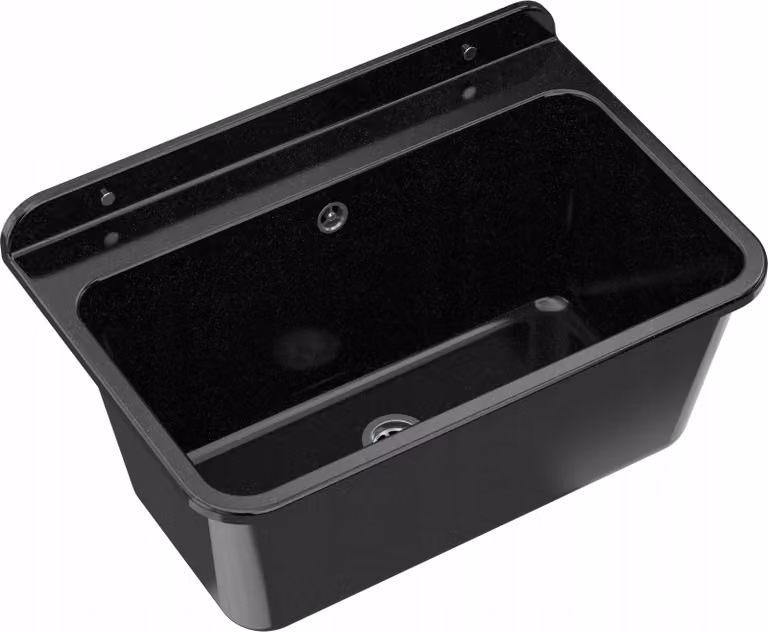 Granitan - Lavatoio - Lavandino 61x41 cm - Lavello nero - con miscelatore e sifone - LARGE