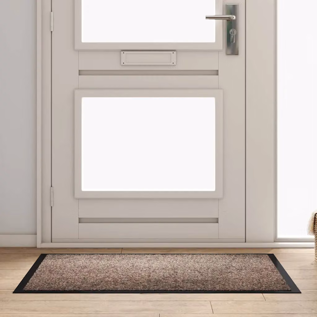 Tappetino vidaXL in tessuto teddy beige e marrone, modello moderno rettangolare, L: 120 cm, P: 80 cm, H: 1 cm