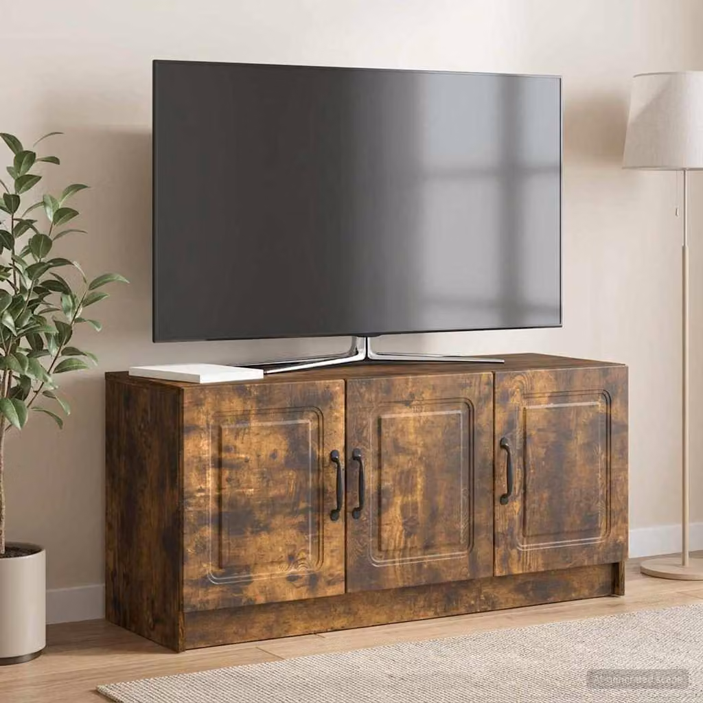 Mobile TV vidaXL Rovere Fumo Marrone con Ruote L: 99 cm, P: 34,5 cm, H: 47 cm
