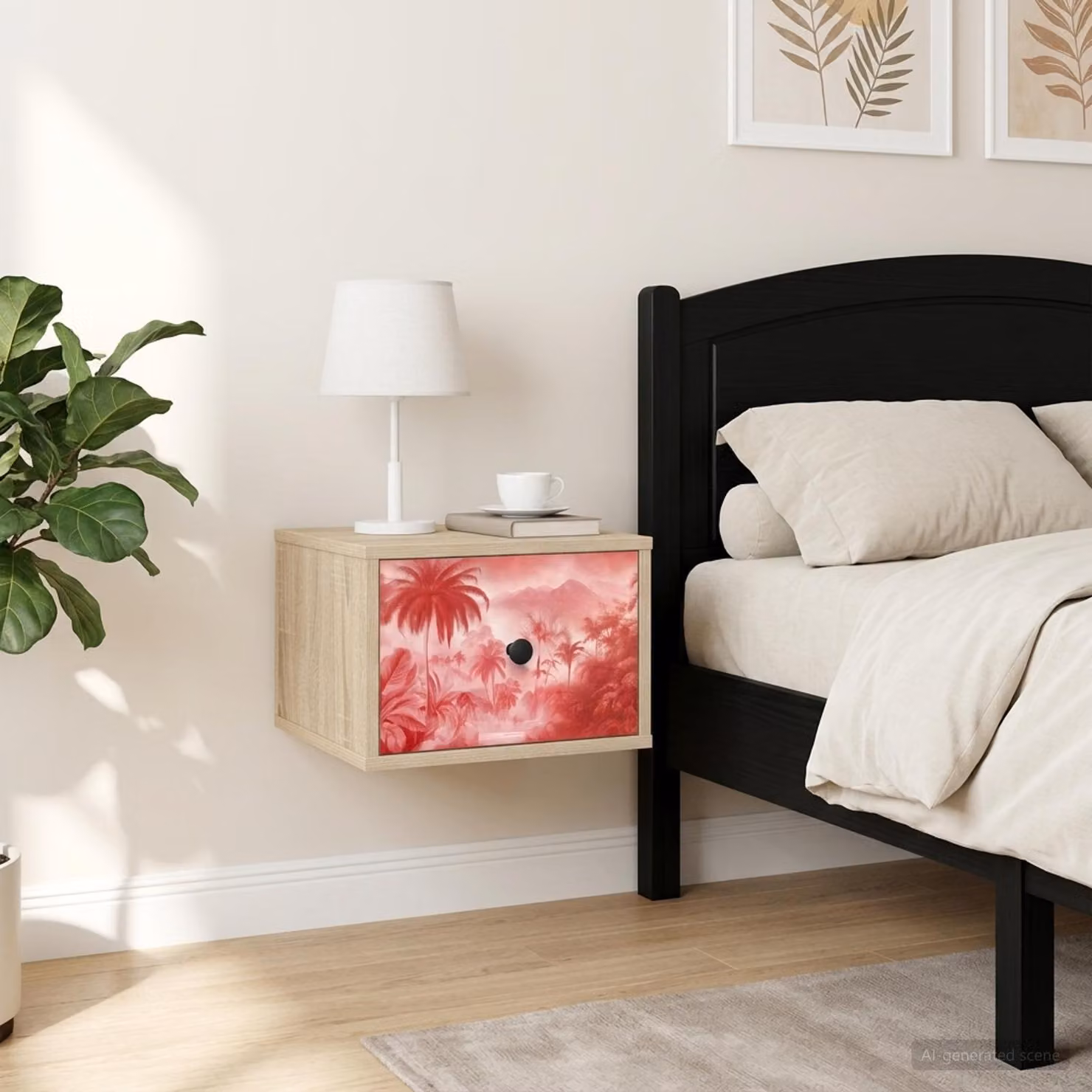 Set di 2 comodini sospesi vidaXL AACHEN in Rovere Sonoma e Nero