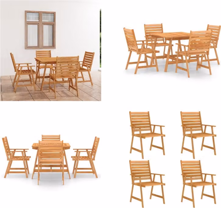vidaXL Set da pranzo da giardino 5 pezzi in legno massiccio di acacia - Set di mobili da giardino - Set di mobili da giardino - Tavolo e sedie da giardino - Tavoli e sedie da giardino