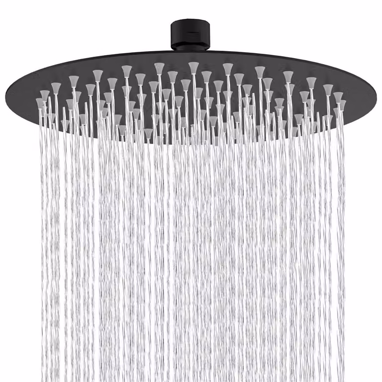 Ugello doccia nero, 8 pollici, rotondo, in acciaio inossidabile A2, con 100 ugelli anticalcare, a basso consumo di acqua, dimensioni 20x20 cm