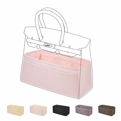 DGAZ Organizer Borsa in Satin per Birkin 35, Inserto Borsa, Rosa