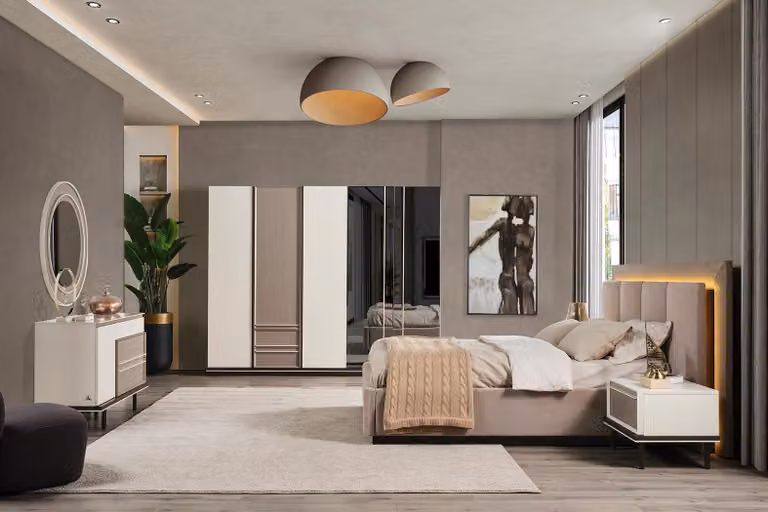 Schlafzimmer Set Bett 2xNachttische Schminktisch Luxus 6tlg Design