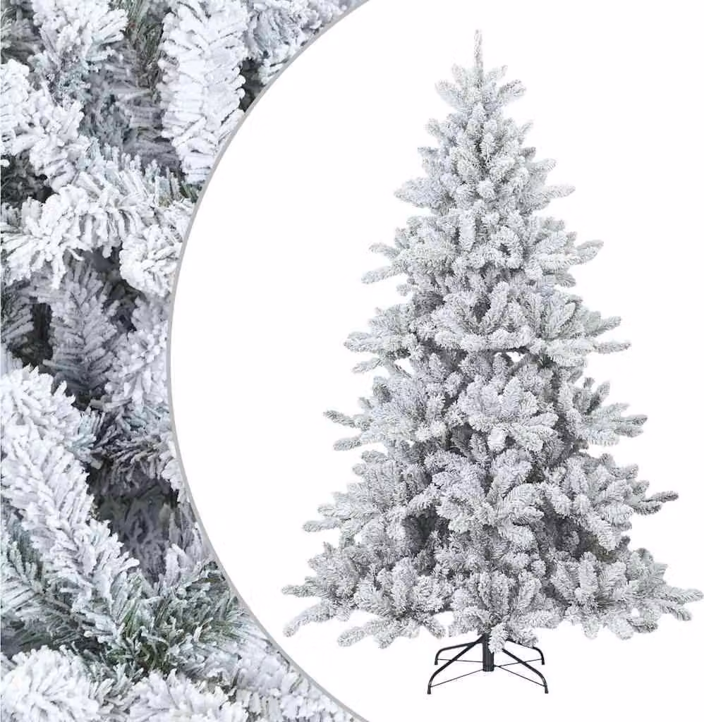 Albero di Natale Artificiale Snodato Foderato di Neve Bianco