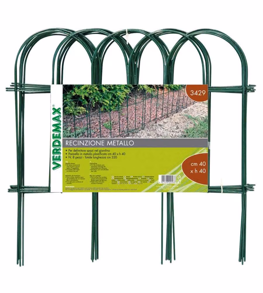 Recinzione in Acciaio Plastificato per Aiuole - Verde - 40x40 cm