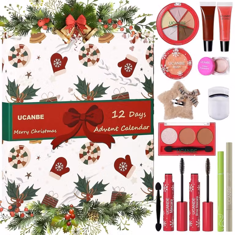 Calendario dell'Avvento per il trucco 2026, linea Beauty, 12 giorni, calendario per il conto alla rovescia del Natale, set regalo