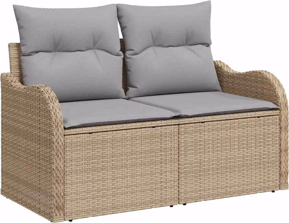 Set Divano da Giardino 11 pcs Beige e Grigio Chiaro polyrattan
