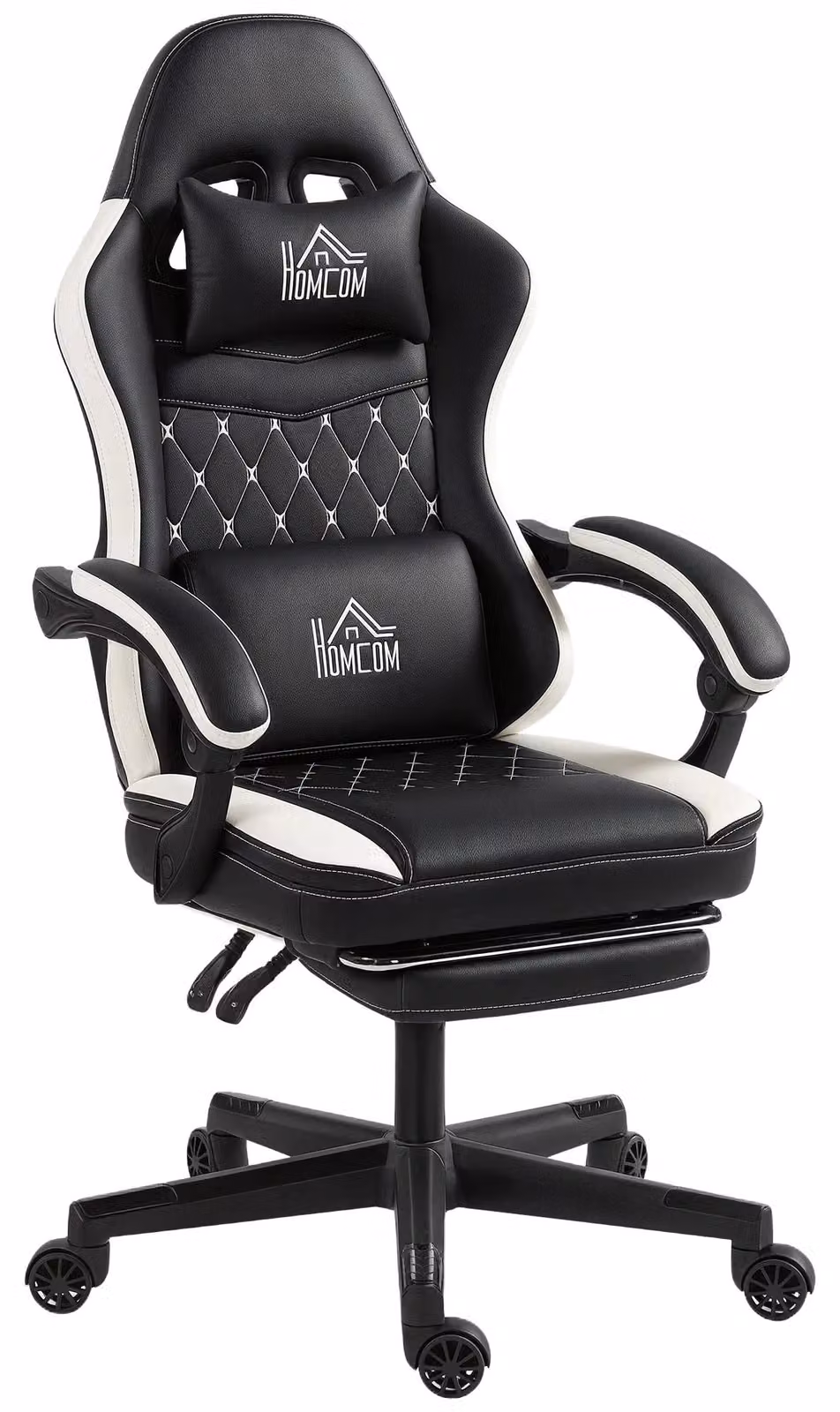 Sedia da gaming - Sedia da gaming ergonomica - Supporto lombare - Poggiapiedi - Regolabile in altezza - Poggiatesta - Funzione di inclinazione - Ecopelle nera