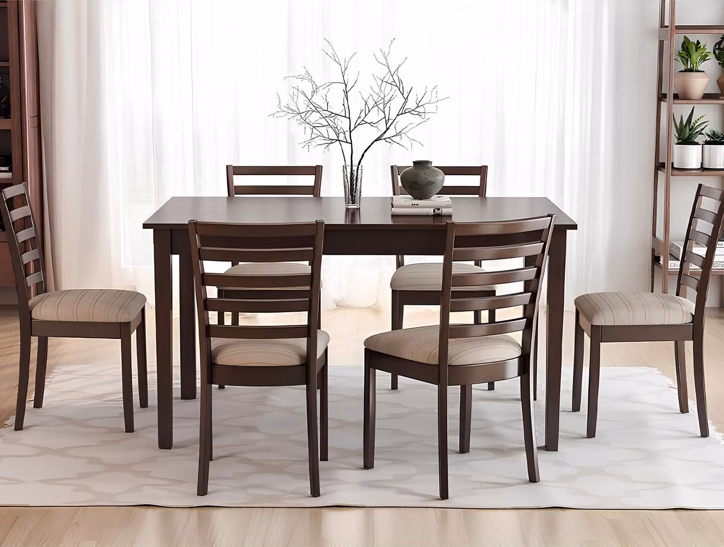 Italienische Möbel Designer Holz Tisch Sitz Polster Ess Zimmer 6x Stuhl 7tlg
