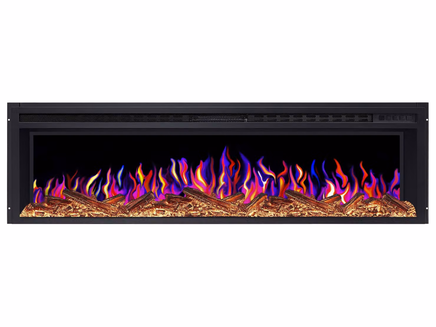 ArtiFlame AF58 Multicolor: camino elettrico da incasso con riscaldamento da 1600 W, effetto fiamma 3D realistico, illuminazione a LED, telecomando, colore nero