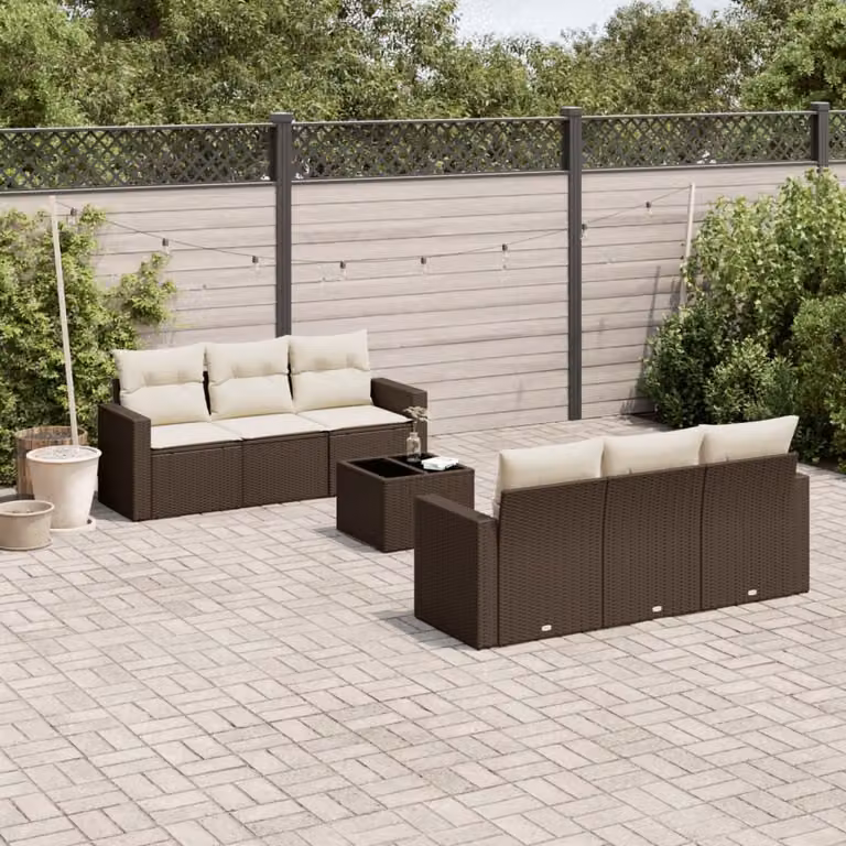 Maison Exclusive - Set Divani da Giardino 7 pz con Cuscini Marrone in Polyrattan