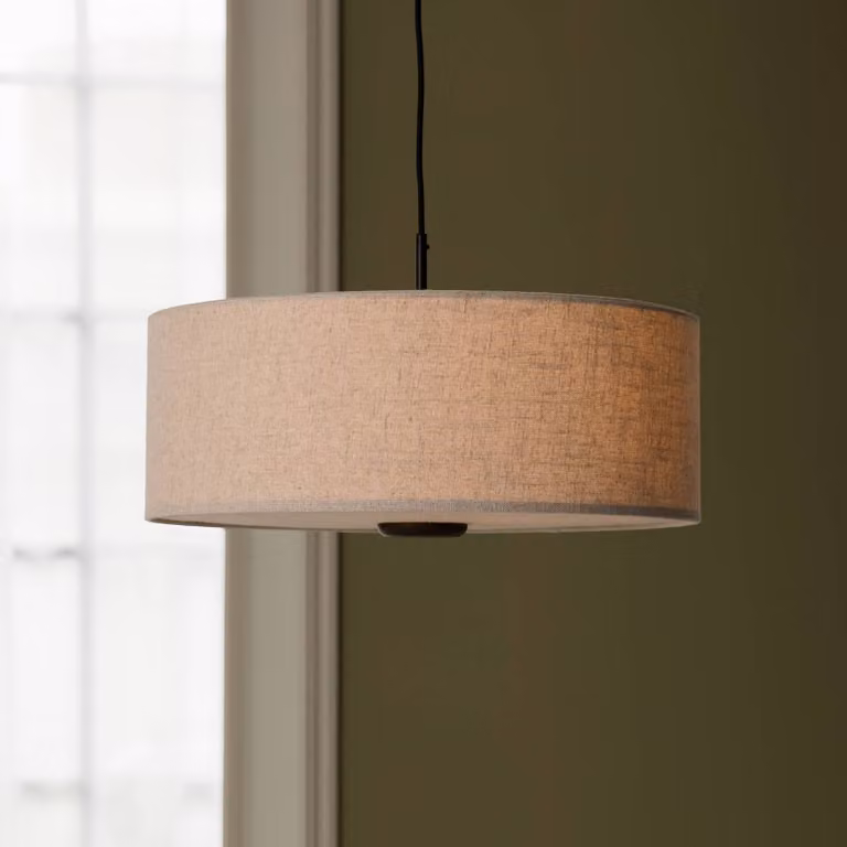 Globen Lighting Lampada a sospensione Bosco 55, dimmerabile, Crema / Ambra, Soggiorno / Sala da pranzo, Tessuto / Stoffa / Seta, Scandinavo, Lampada a sospensione